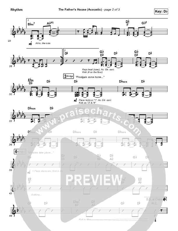 The Father's House (Acoustic) Rhythm Chart (Cory Asbury)