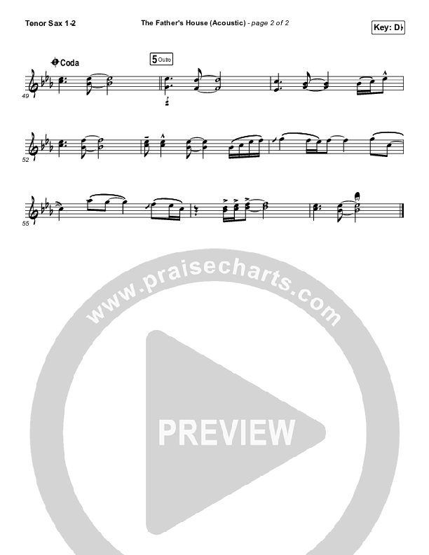 The Father's House (Acoustic) Tenor Sax 1/2 (Cory Asbury)