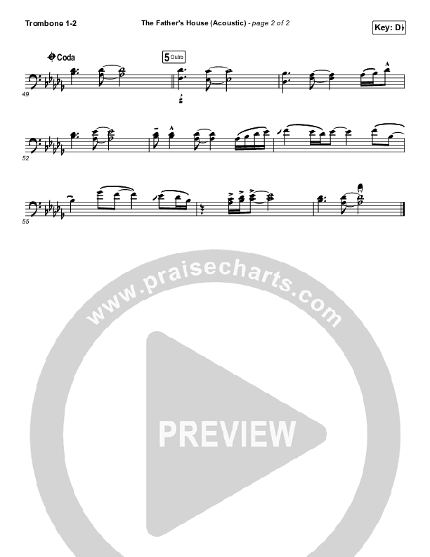 The Father's House (Acoustic) Trombone 1/2 (Cory Asbury)