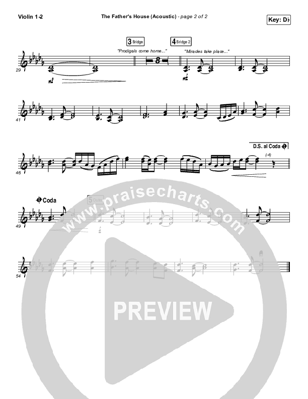 The Father's House (Acoustic) Violin 1/2 (Cory Asbury)