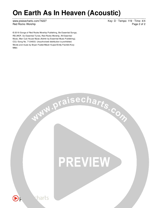 On Earth As In Heaven (Acoustic) Chords & Lyrics (Red Rocks Worship)