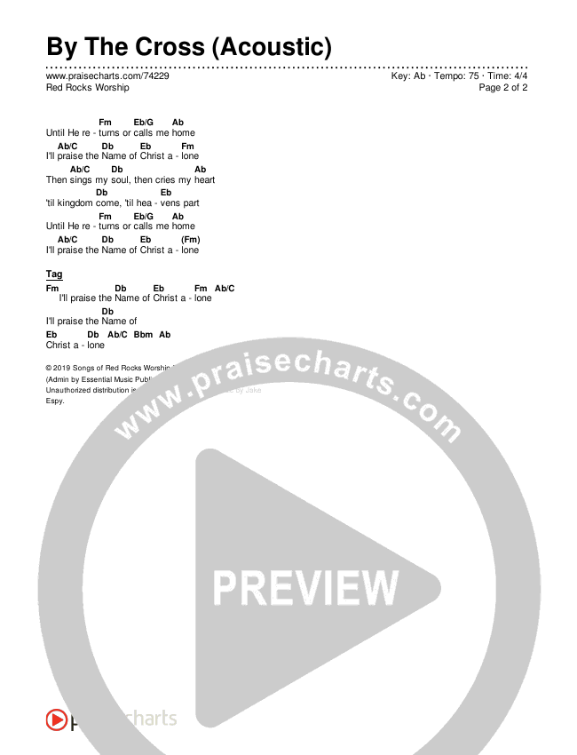 By The Cross (Acoustic) Chords & Lyrics (Red Rocks Worship)