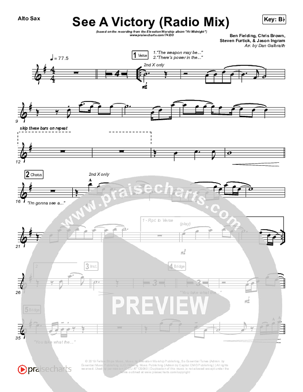 See A Victory (Radio) Alto Sax (Elevation Worship)