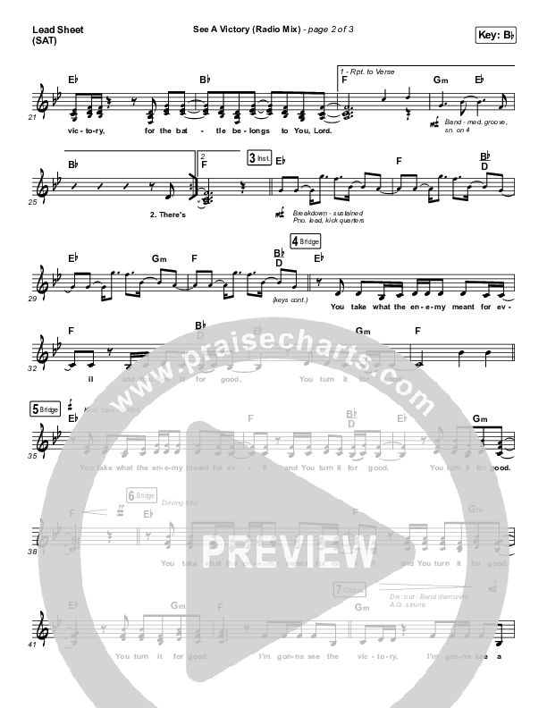 See A Victory (Radio) Lead Sheet (SAT) (Elevation Worship)