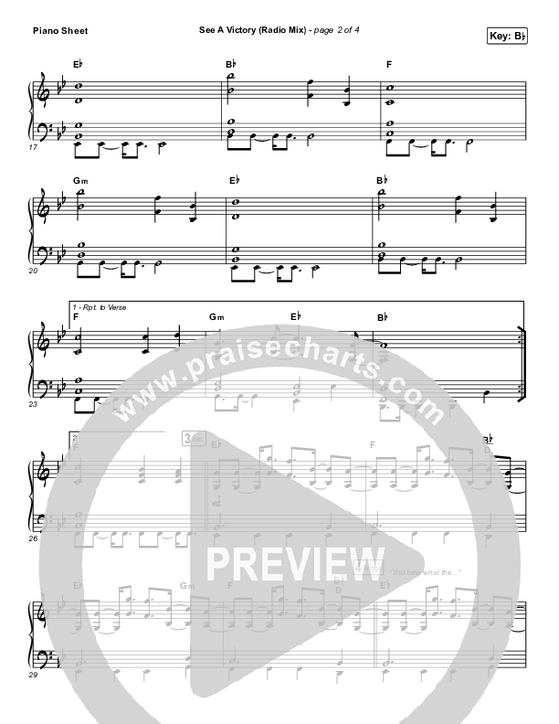 See A Victory (Radio) Piano Sheet (Elevation Worship)