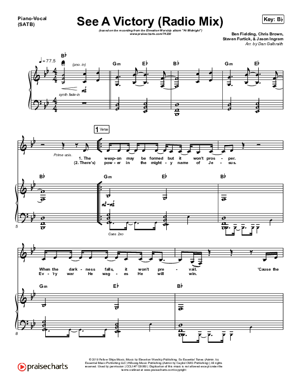 See A Victory (Radio) Piano/Vocal (SATB) (Elevation Worship)