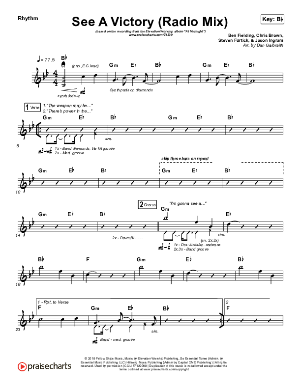 See A Victory (Radio) Rhythm Chart (Elevation Worship)