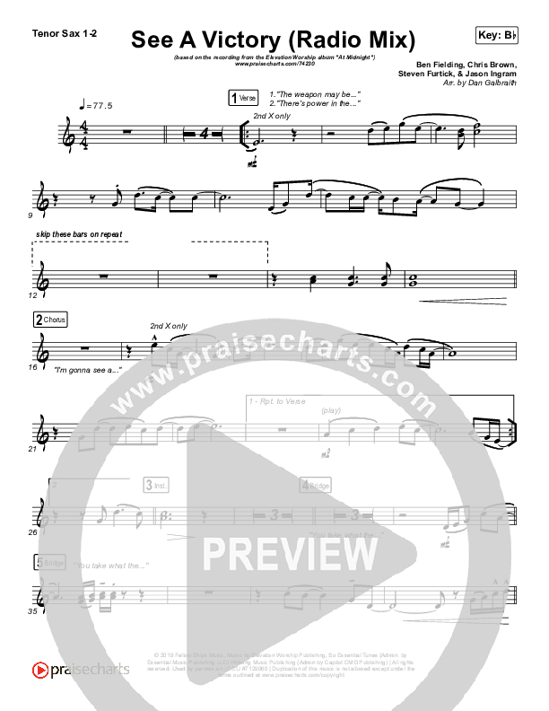 See A Victory (Radio) Tenor Sax 1/2 (Elevation Worship)