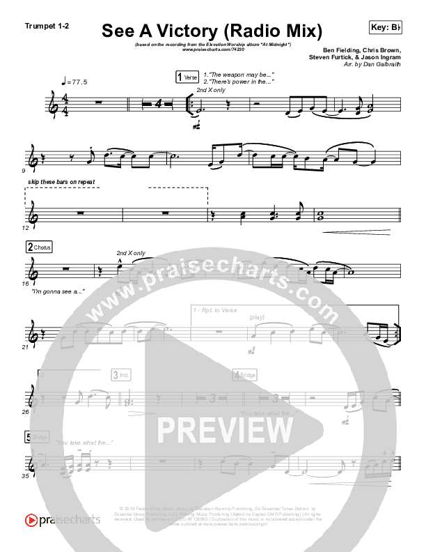 See A Victory (Radio) Trumpet 1,2 (Elevation Worship)