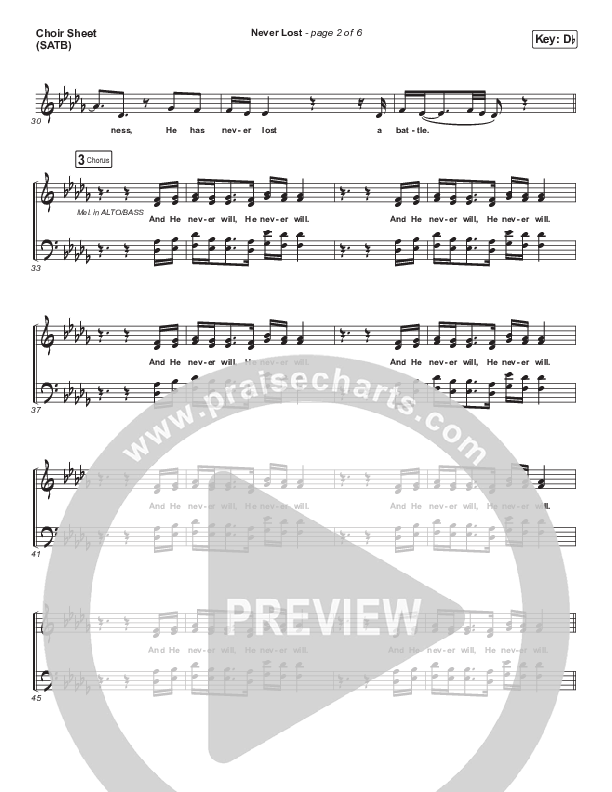 Never Lost Choir Sheet (SATB) (All Nations Music)