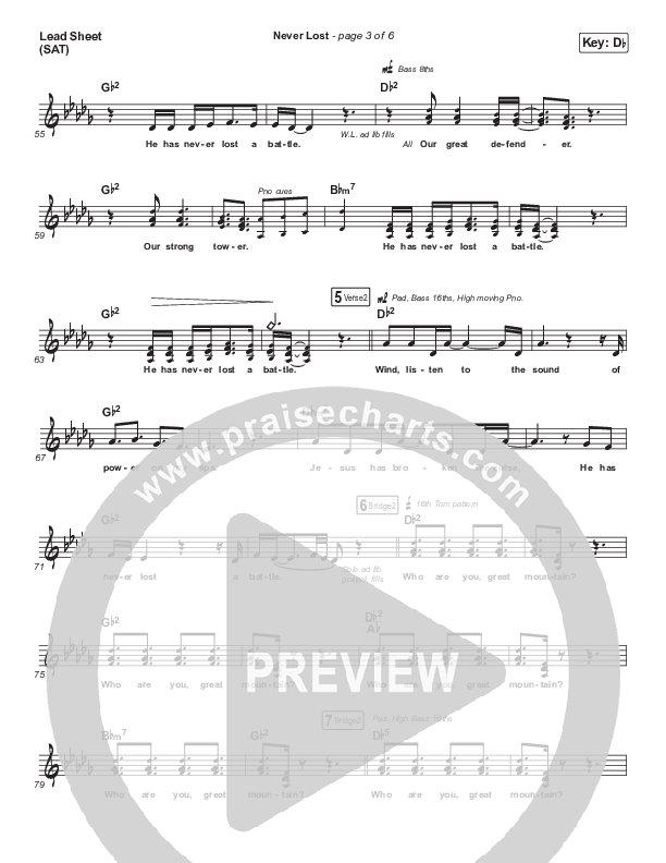 Never Lost Lead Sheet (SAT) (All Nations Music)