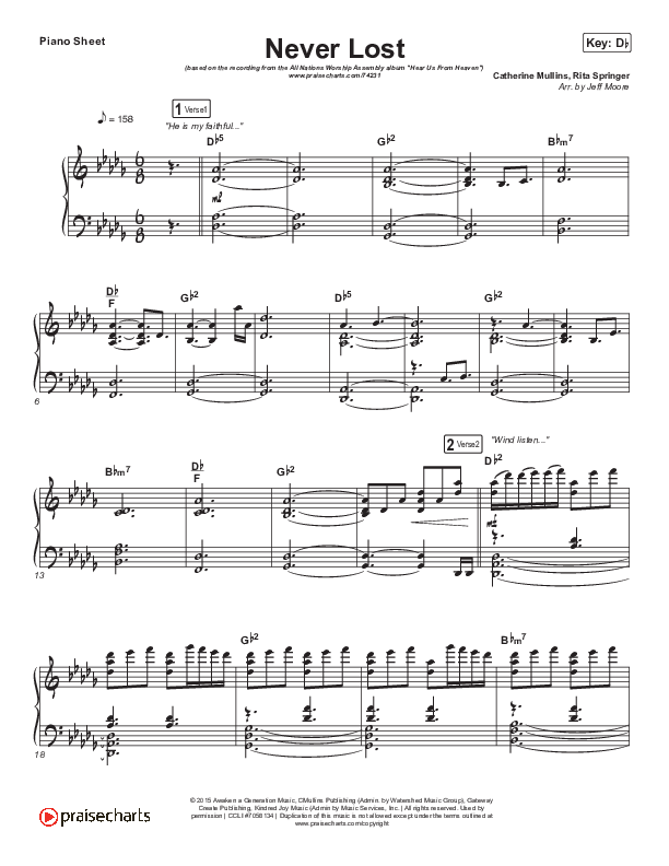 Never Lost Piano Sheet (All Nations Music)