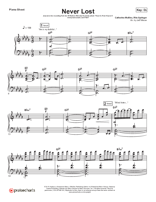 Never Lost Piano Sheet (All Nations Music)