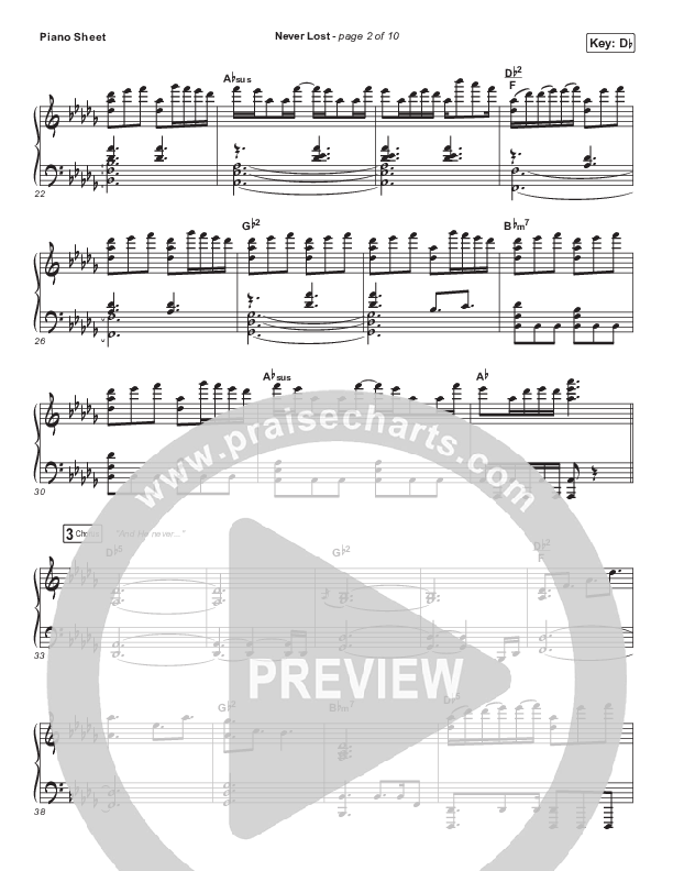 Never Lost Piano Sheet (All Nations Music)