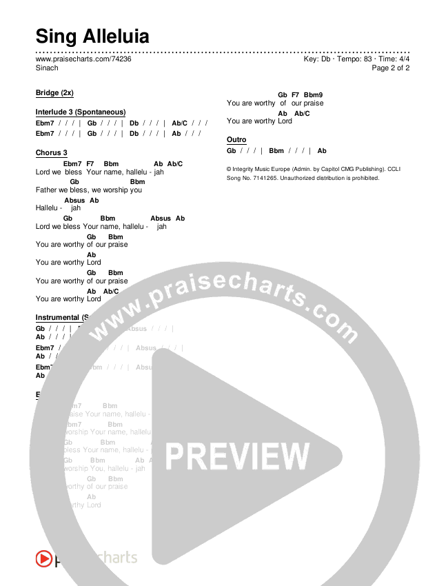 Sing Alleluia Chords & Lyrics (Sinach)