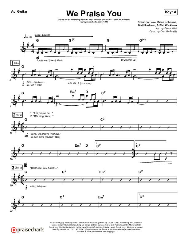 We Praise You (Live) Acoustic Guitar (Matt Redman / Brandon Lake)