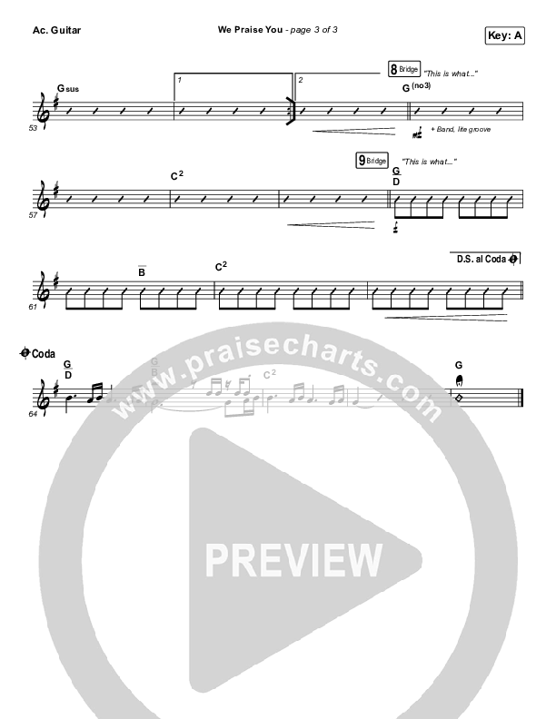 We Praise You (Live) Acoustic Guitar (Matt Redman / Brandon Lake)