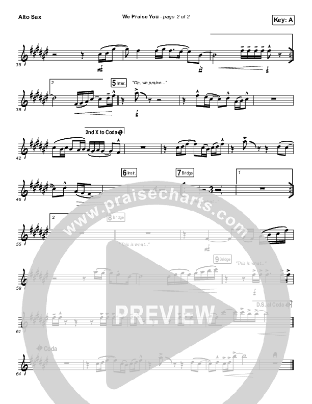 We Praise You (Live) Alto Sax (Matt Redman / Brandon Lake)