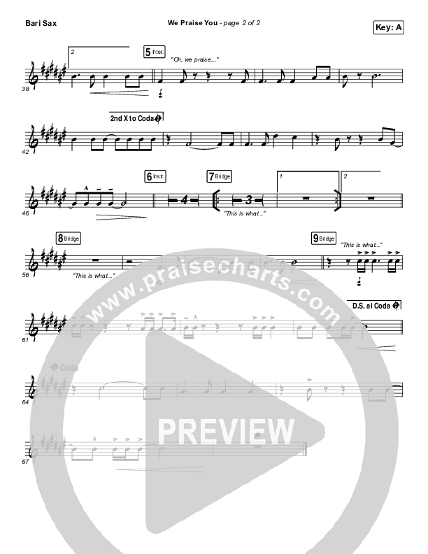 We Praise You (Live) Bari Sax (Matt Redman / Brandon Lake)