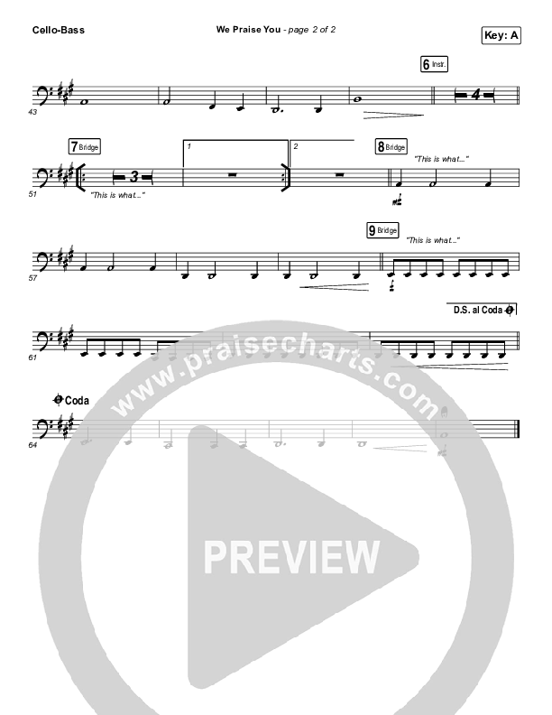 We Praise You (Live) Cello/Bass (Matt Redman / Brandon Lake)