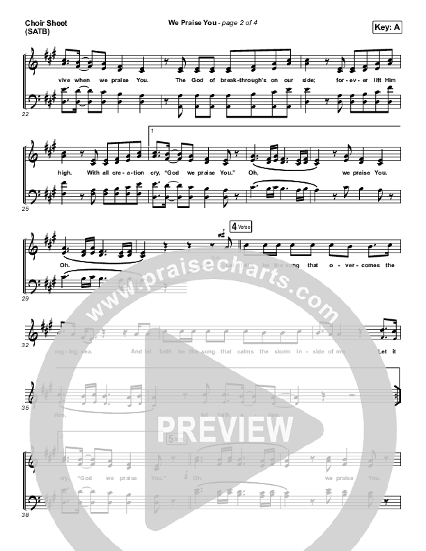 We Praise You (Live) Choir Sheet (SATB) (Matt Redman / Brandon Lake)