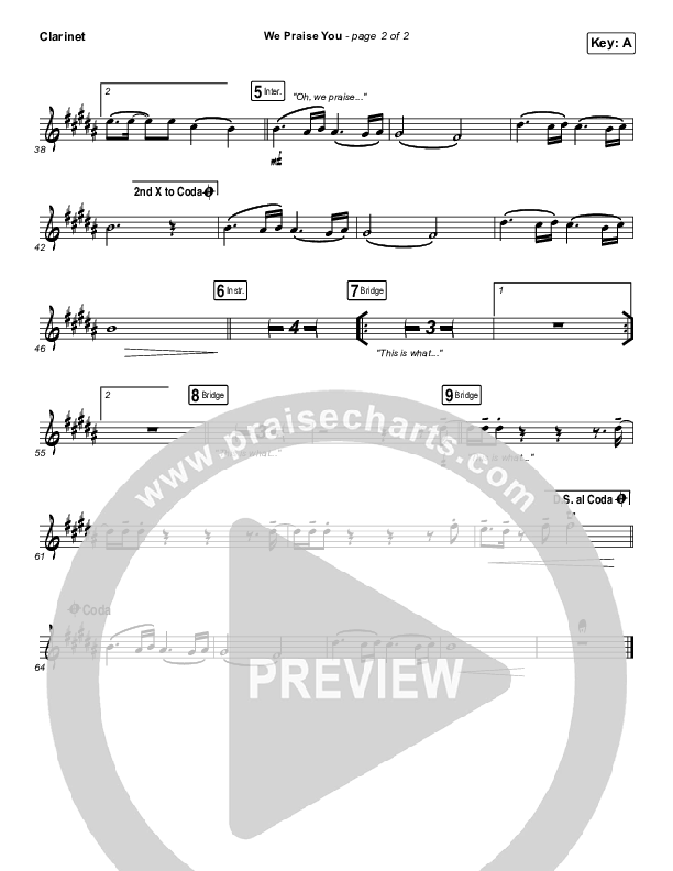 We Praise You (Live) Clarinet (Matt Redman / Brandon Lake)