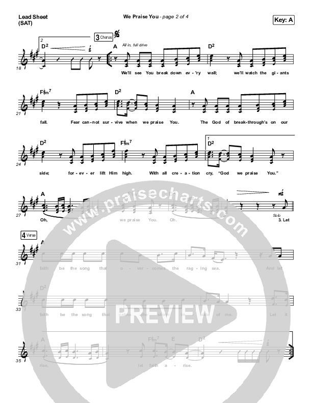 We Praise You (Live) Lead Sheet (SAT) (Matt Redman / Brandon Lake)