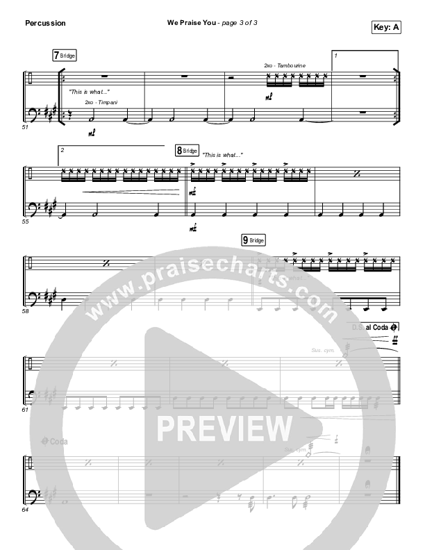 We Praise You (Live) Percussion (Matt Redman / Brandon Lake)