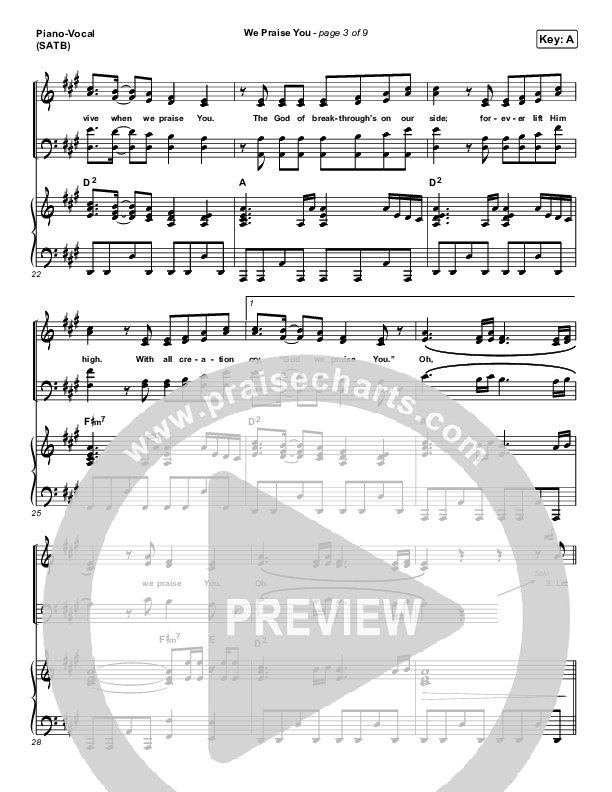 We Praise You (Live) Piano/Vocal (SATB) (Matt Redman / Brandon Lake)