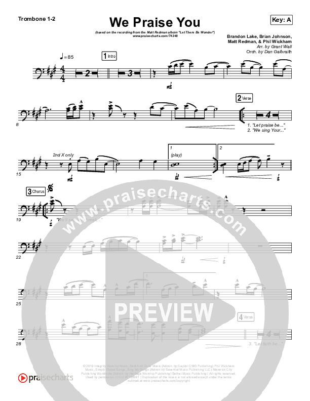 We Praise You (Live) Trombone 1/2 (Matt Redman / Brandon Lake)