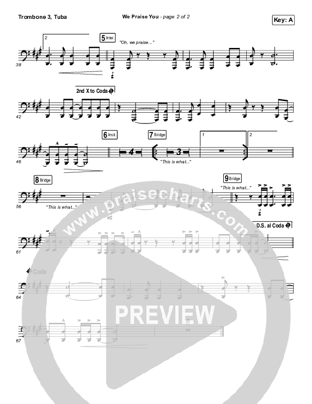 We Praise You (Live) Trombone 3/Tuba (Matt Redman / Brandon Lake)