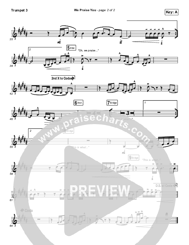 We Praise You (Live) Trumpet 3 (Matt Redman / Brandon Lake)