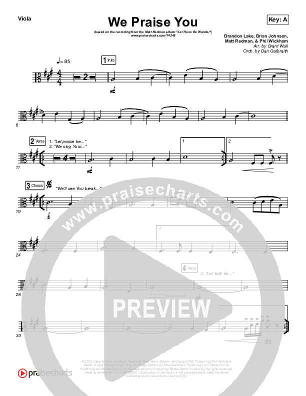 We Praise You (Live) Viola (Matt Redman / Brandon Lake)