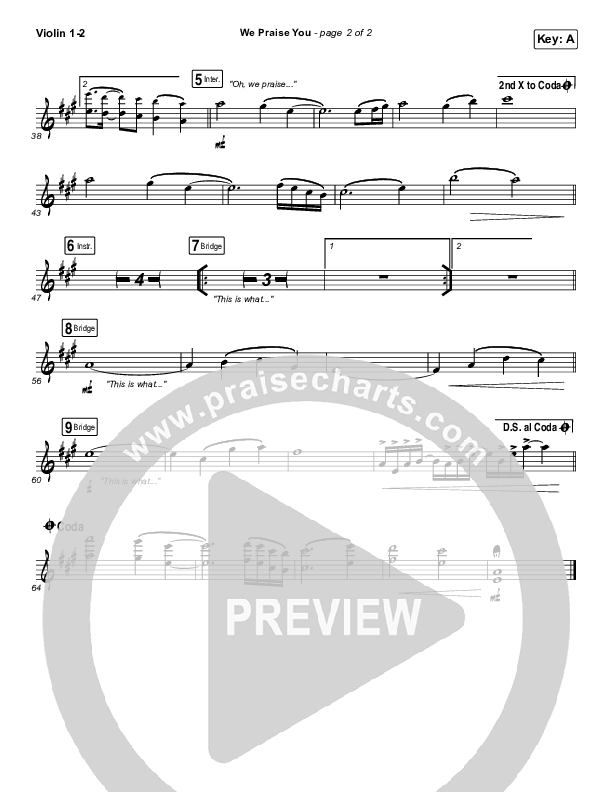 We Praise You (Live) Violin 1/2 (Matt Redman / Brandon Lake)