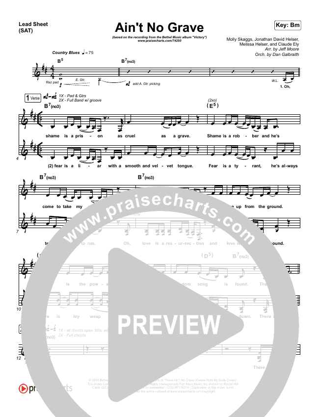 Ain't No Grave Sheet Music PDF (Bethel Music / Molly Skaggs) - PraiseCharts