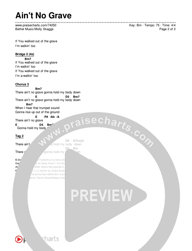 Ain't No Grave Chords & Lyrics (Bethel Music / Molly Skaggs)