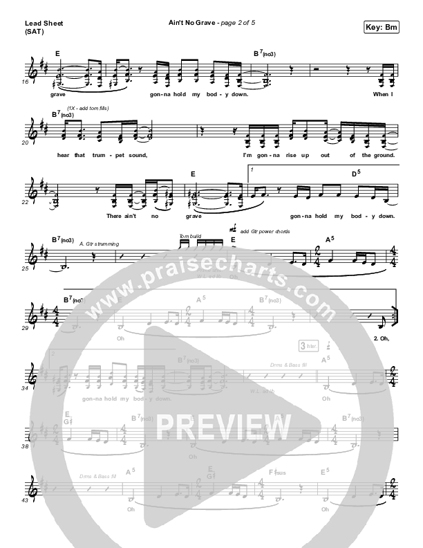 Ain't No Grave Lead Sheet (SAT) (Bethel Music / Molly Skaggs)