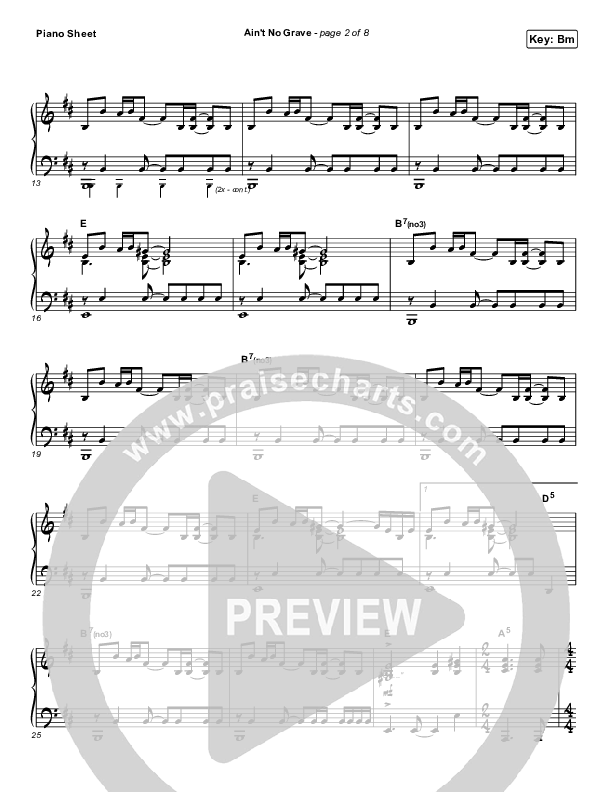 Ain't No Grave Piano Sheet (Bethel Music / Molly Skaggs)