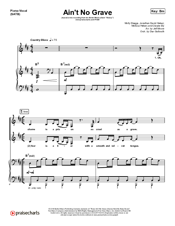 Ain't No Grave Piano/Vocal (SATB) (Bethel Music / Molly Skaggs)