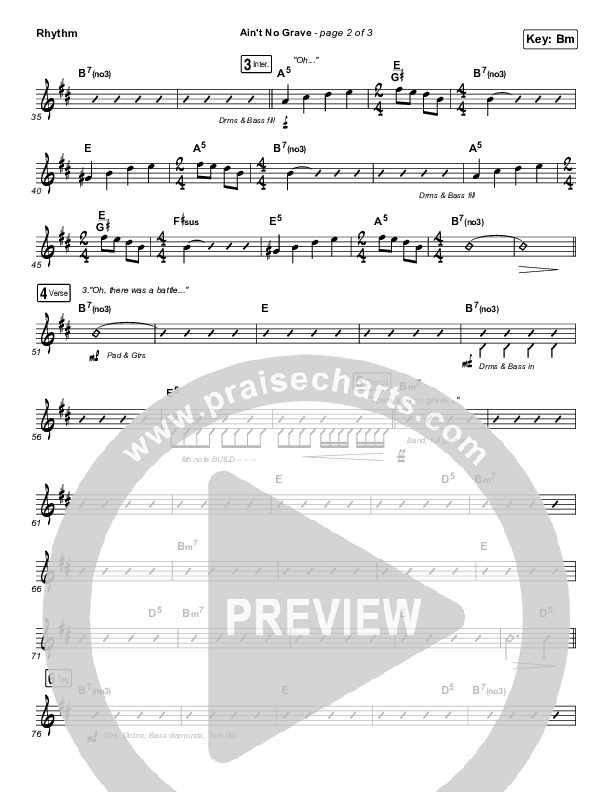 Ain't No Grave Rhythm Chart (Bethel Music / Molly Skaggs)