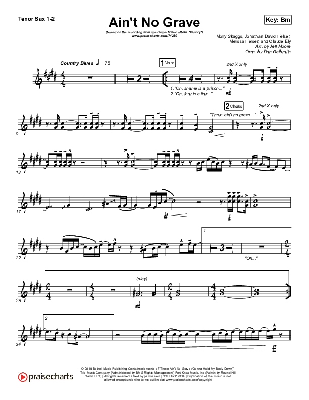 Ain't No Grave Tenor Sax 1/2 (Bethel Music / Molly Skaggs)