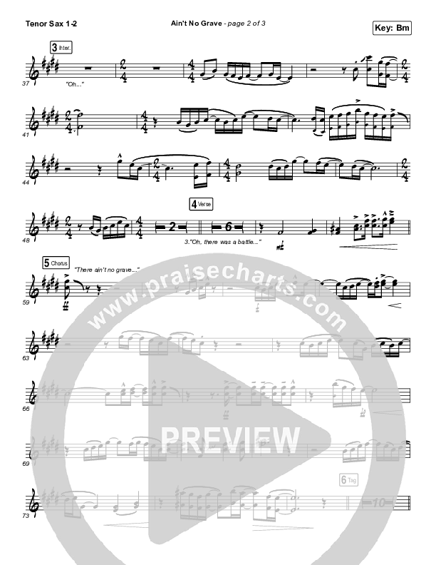 Ain't No Grave Tenor Sax 1/2 (Bethel Music / Molly Skaggs)