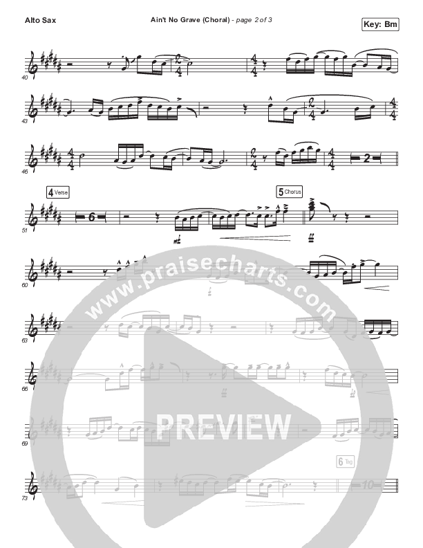 Ain't No Grave (Choral Anthem SATB) Alto Sax (Bethel Music / Molly Skaggs / Arr. Luke Gambill)