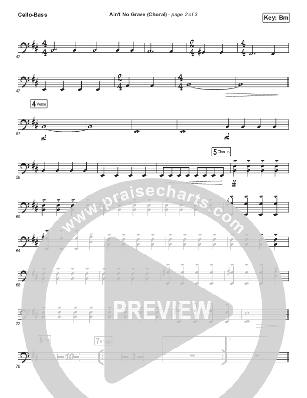 Ain't No Grave (Choral Anthem SATB) Cello/Bass (Bethel Music / Molly Skaggs / Arr. Luke Gambill)