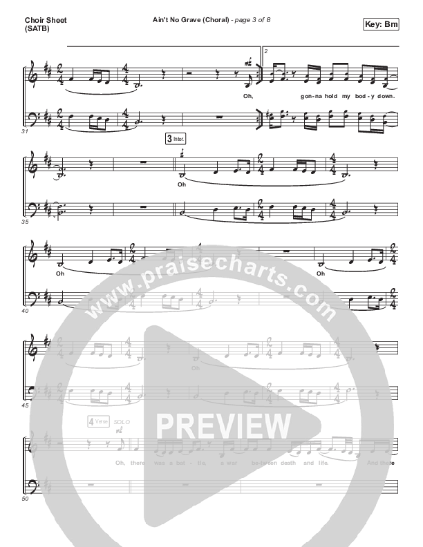 Ain't No Grave (Choral Anthem SATB) Choir Vocals (SATB) (Bethel Music / Molly Skaggs / Arr. Luke Gambill)