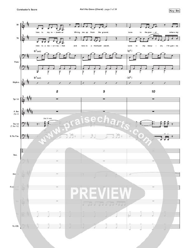 Ain't No Grave (Choral Anthem SATB) Conductor's Score (Bethel Music / Molly Skaggs / Arr. Luke Gambill)