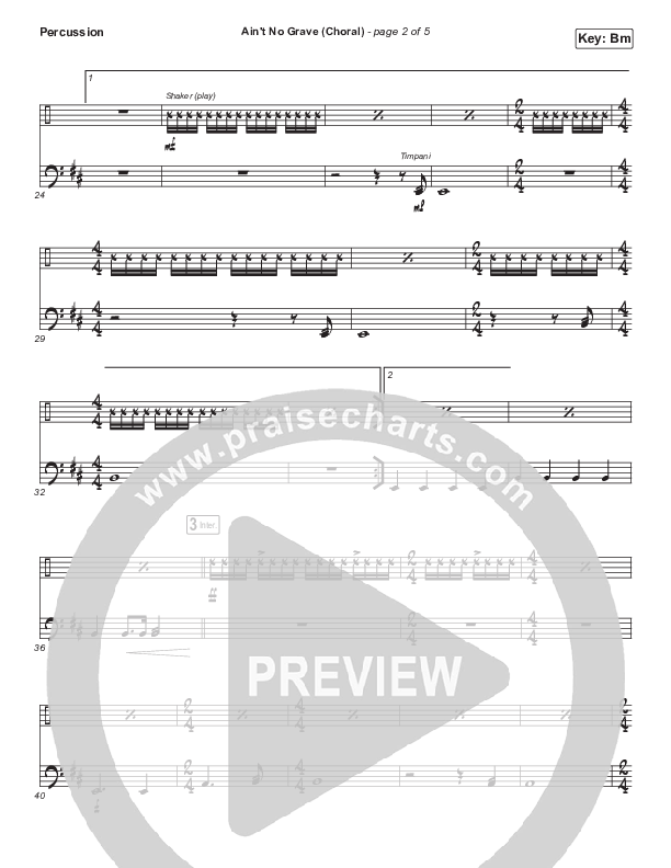 Ain't No Grave (Choral Anthem SATB) Percussion (Bethel Music / Molly Skaggs / Arr. Luke Gambill)