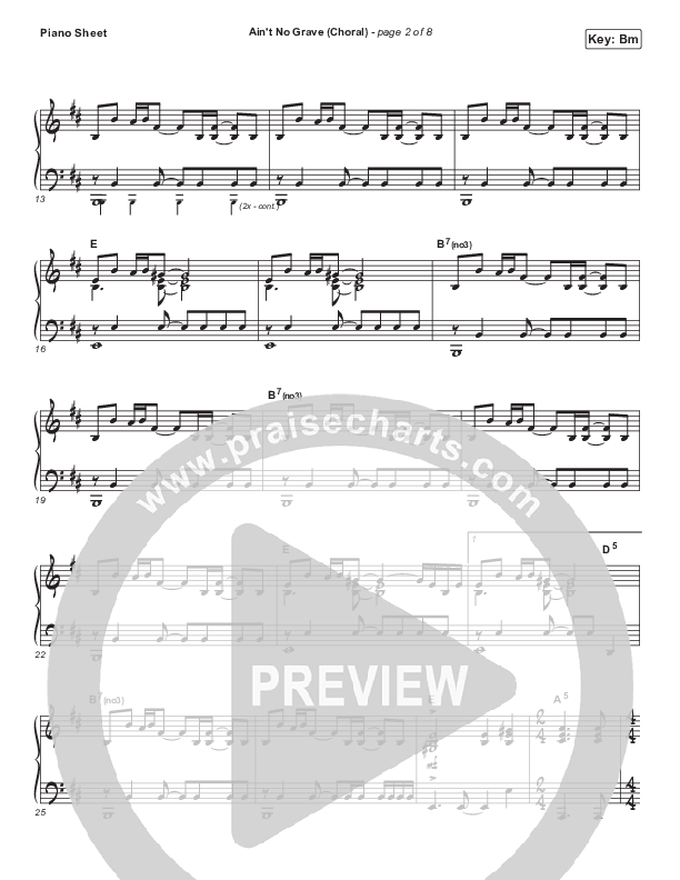 Ain't No Grave (Choral Anthem SATB) Piano Sheet (Bethel Music / Molly Skaggs / Arr. Luke Gambill)