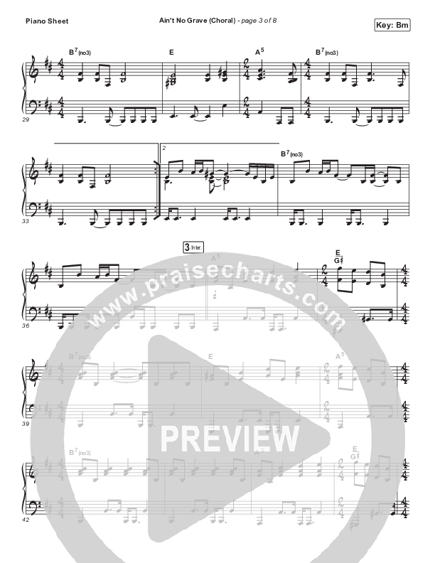 Ain't No Grave (Choral Anthem SATB) Piano Sheet (Bethel Music / Molly Skaggs / Arr. Luke Gambill)