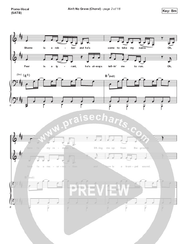 Ain't No Grave (Choral Anthem SATB) Piano/Vocal (SATB) (Bethel Music / Molly Skaggs / Arr. Luke Gambill)